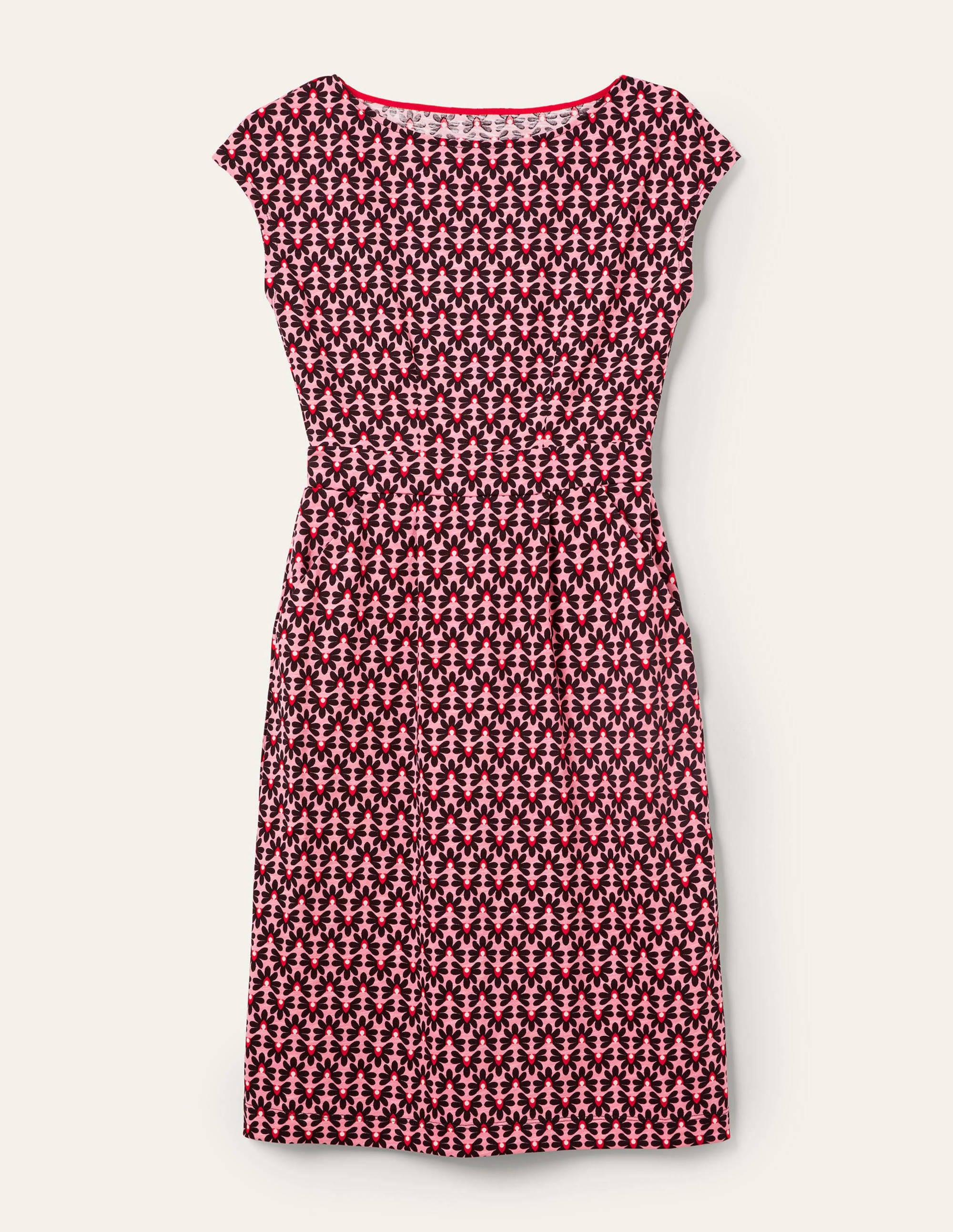 Florrie Jerseykleid-Kirschblütenrosa, Geometrisches Kachelblumenmuster - Image 5