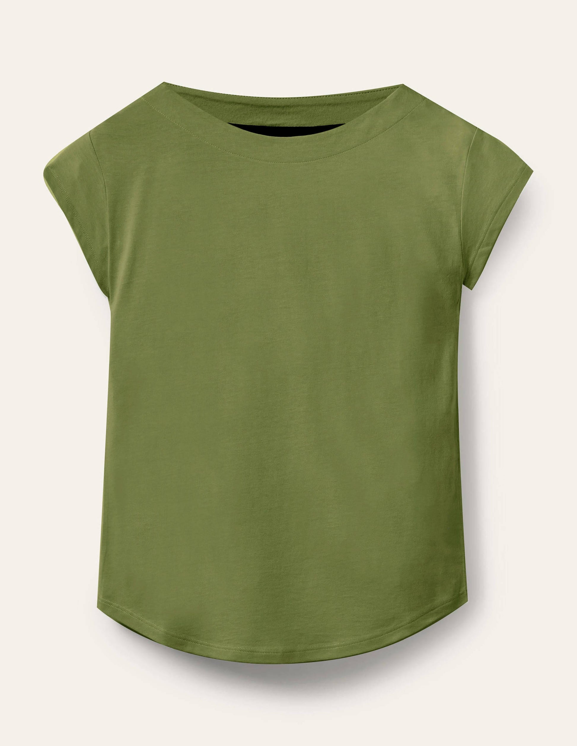 Superweiches T-Shirt mit U-Boot-Ausschnitt-Erbsengrün-5