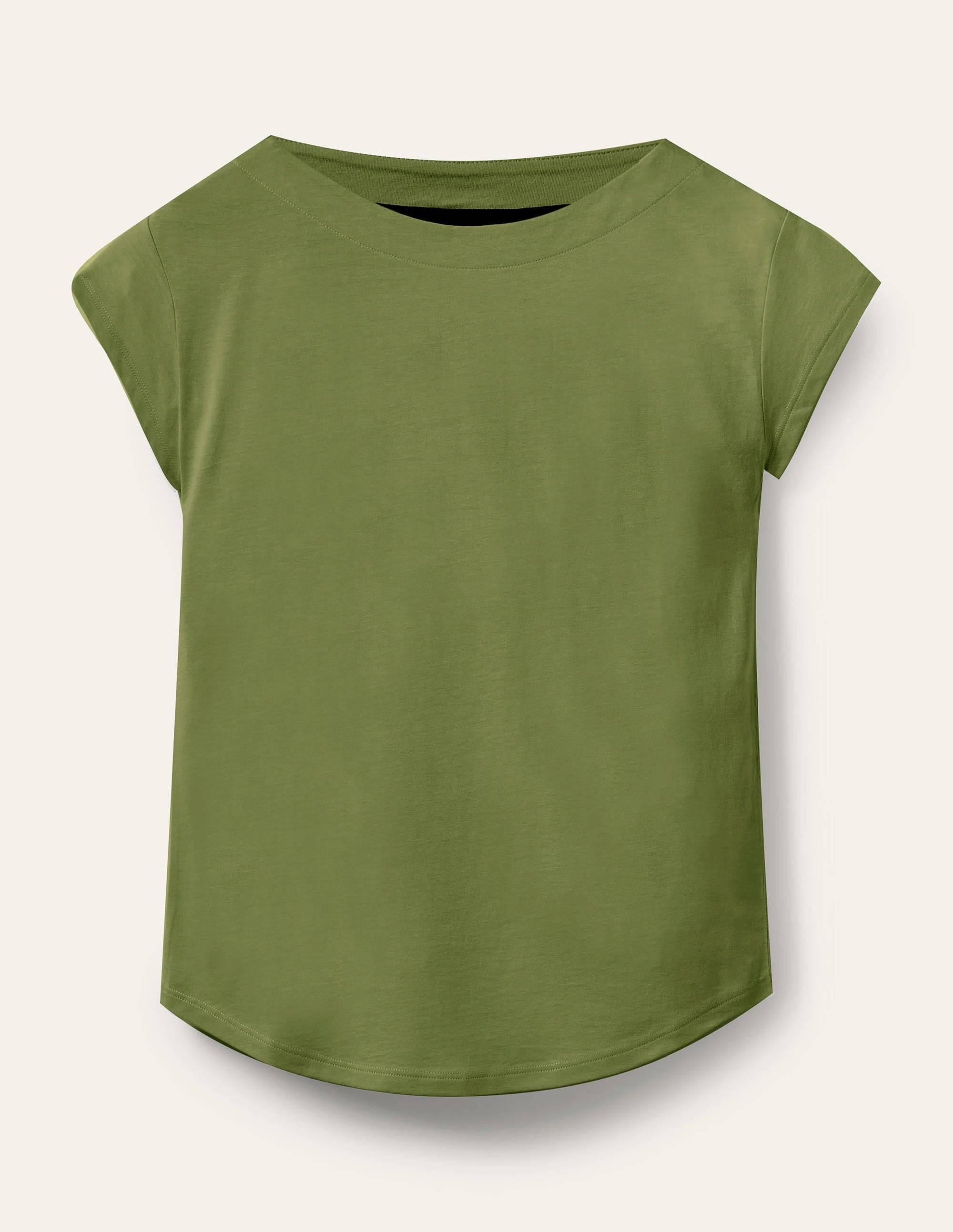 Superweiches T-Shirt mit U-Boot-Ausschnitt-Erbsengrün - Image 5