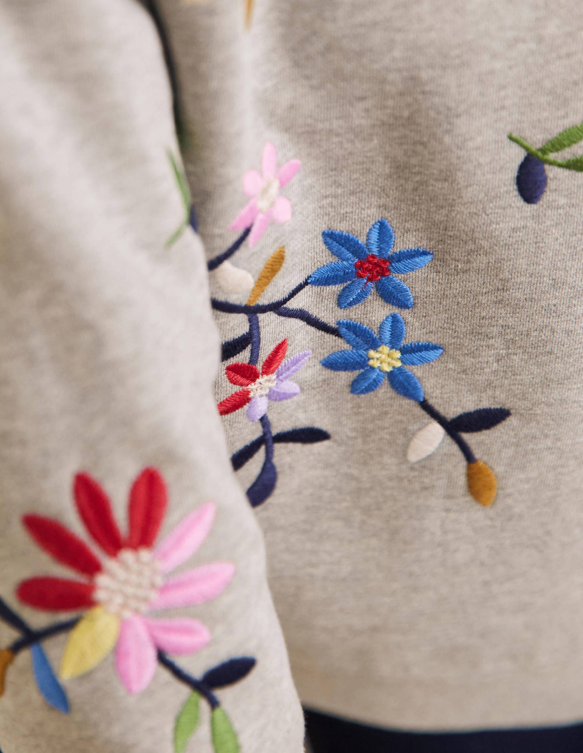 Sweat original-Gris chiné, broderies multi - Image 2
