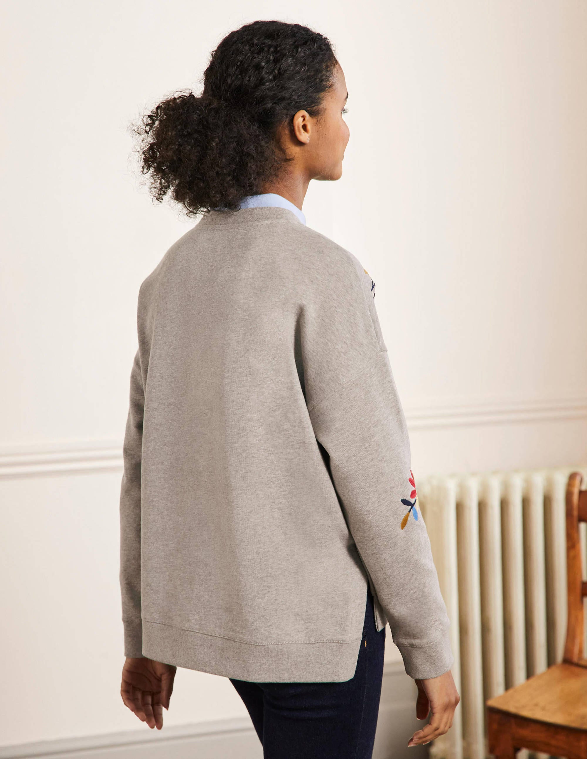 Sweat original-Gris chiné, broderies multi - Image 3