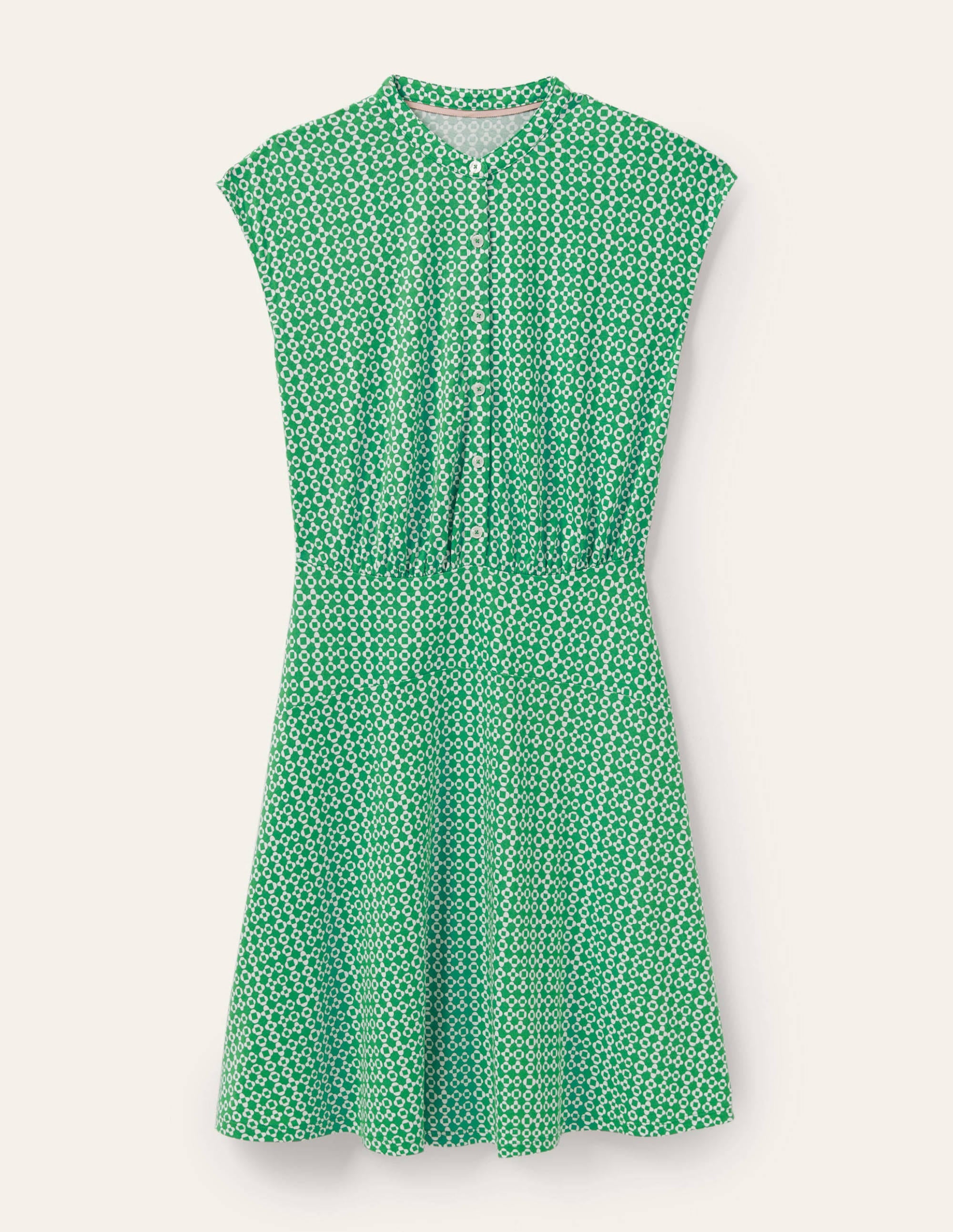 Einfaches Hemdblusenkleid aus Jersey-Irisches Grün, Mosaikmuster - Image 5