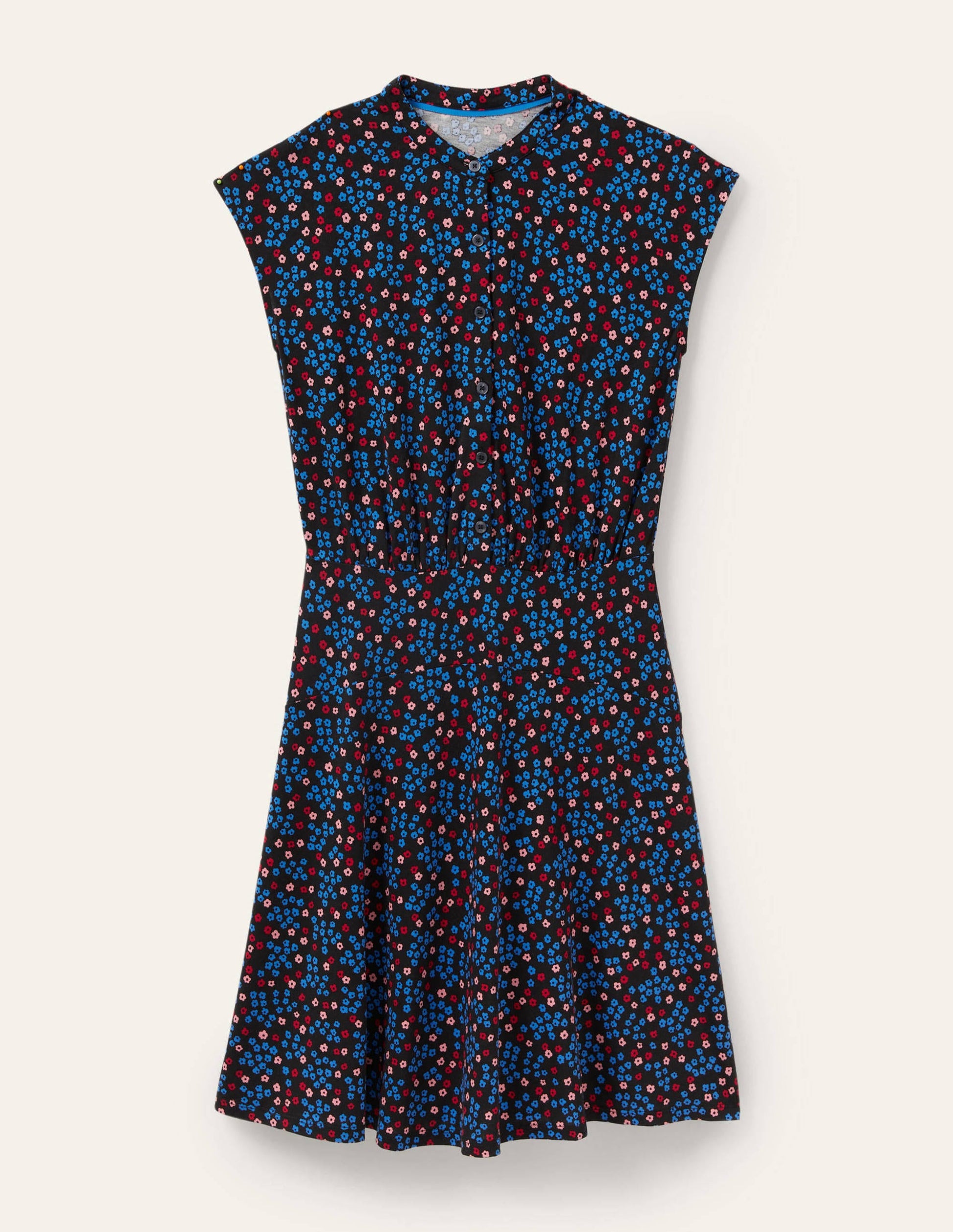 Robe-chemise simple en jersey-Noir, motif Ditsy Cluster-5