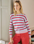 Gestreifter Kaschmirpullover-Helles Lapisblau, Gestreift