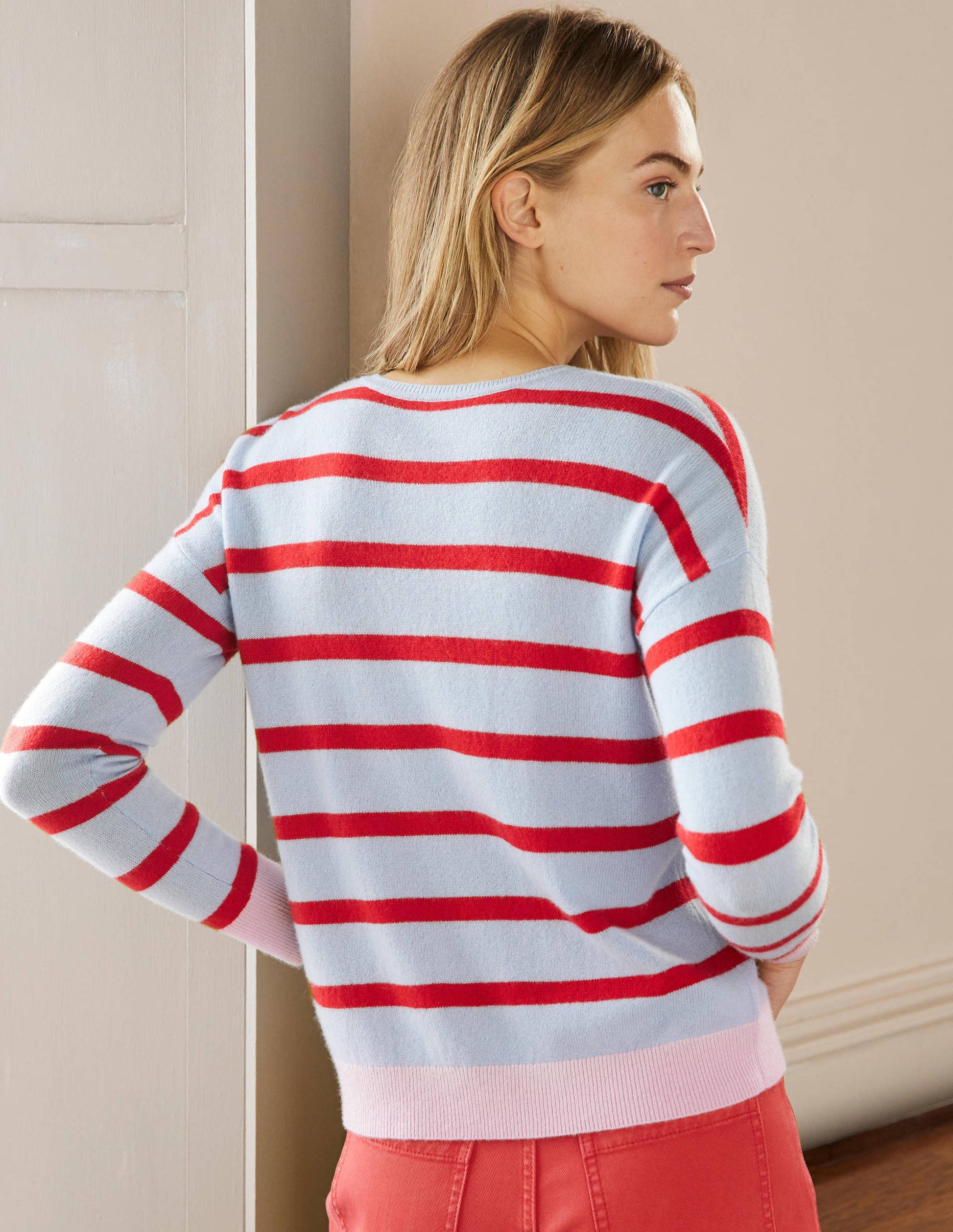 Gestreifter Kaschmirpullover-Helles Lapisblau, Gestreift-3