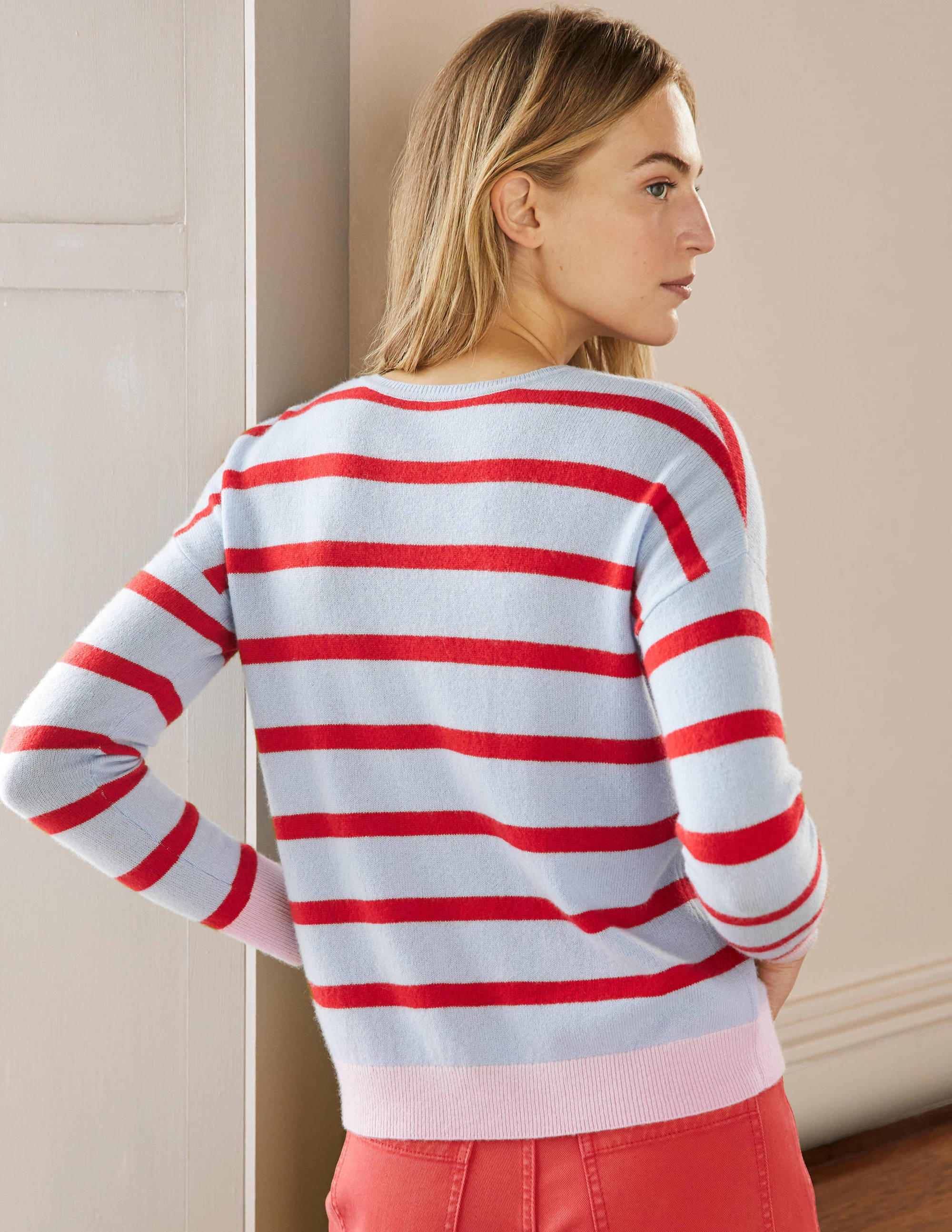 Gestreifter Kaschmirpullover-Helles Lapisblau, Gestreift - Image 3