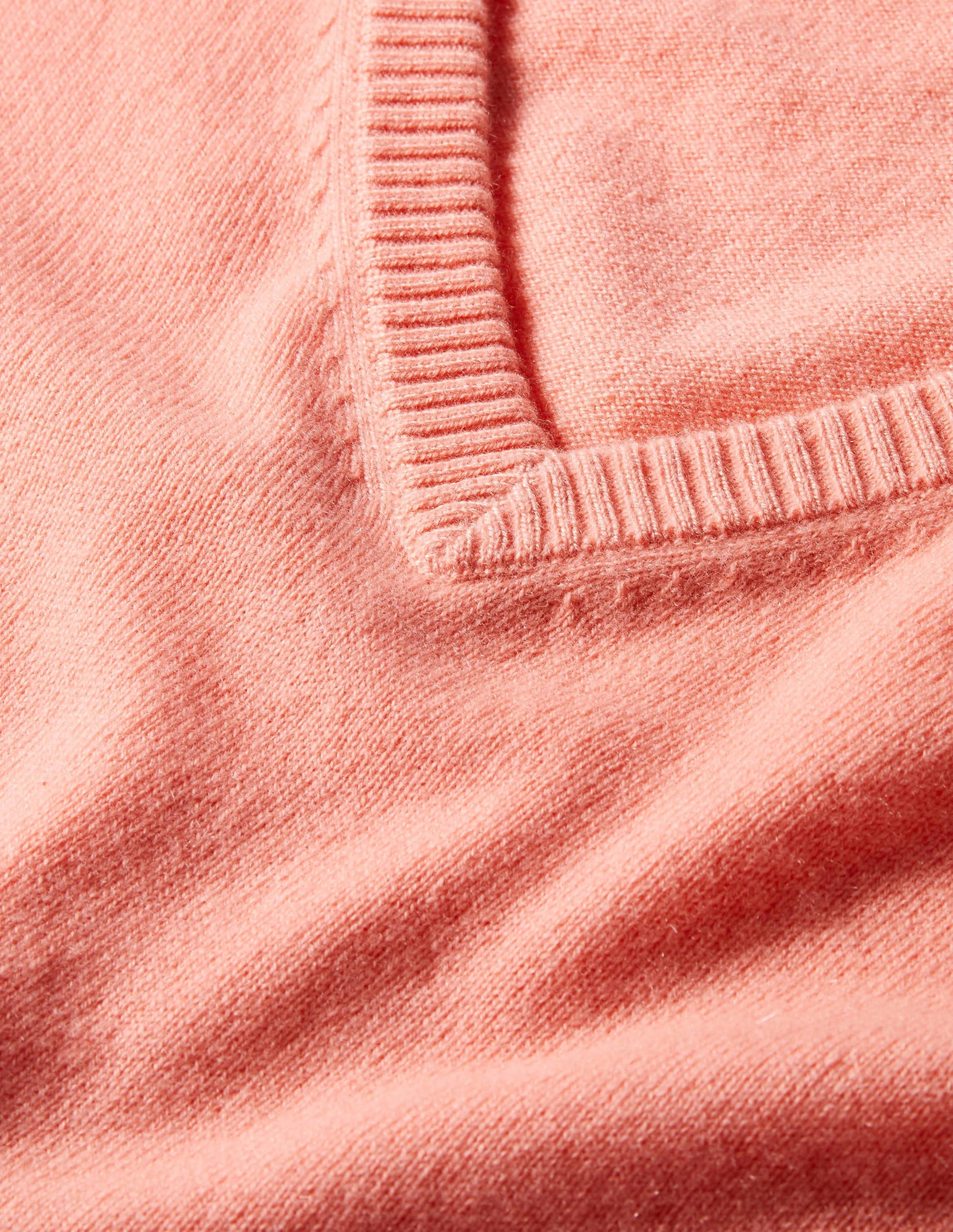 Lässiger Kaschmirpullover mit V-Ausschnitt-Helles Korallenrot-4