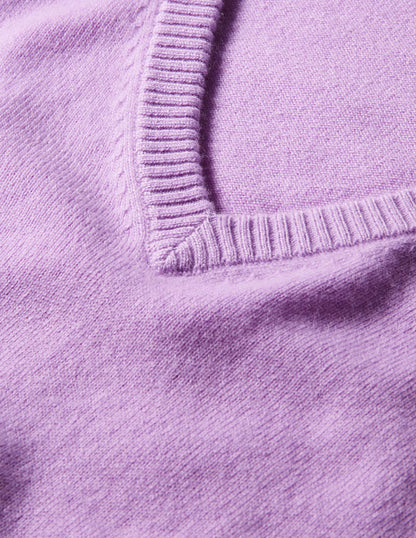 Lässiger Kaschmirpullover mit V-Ausschnitt-Afrikanisches Violett-5