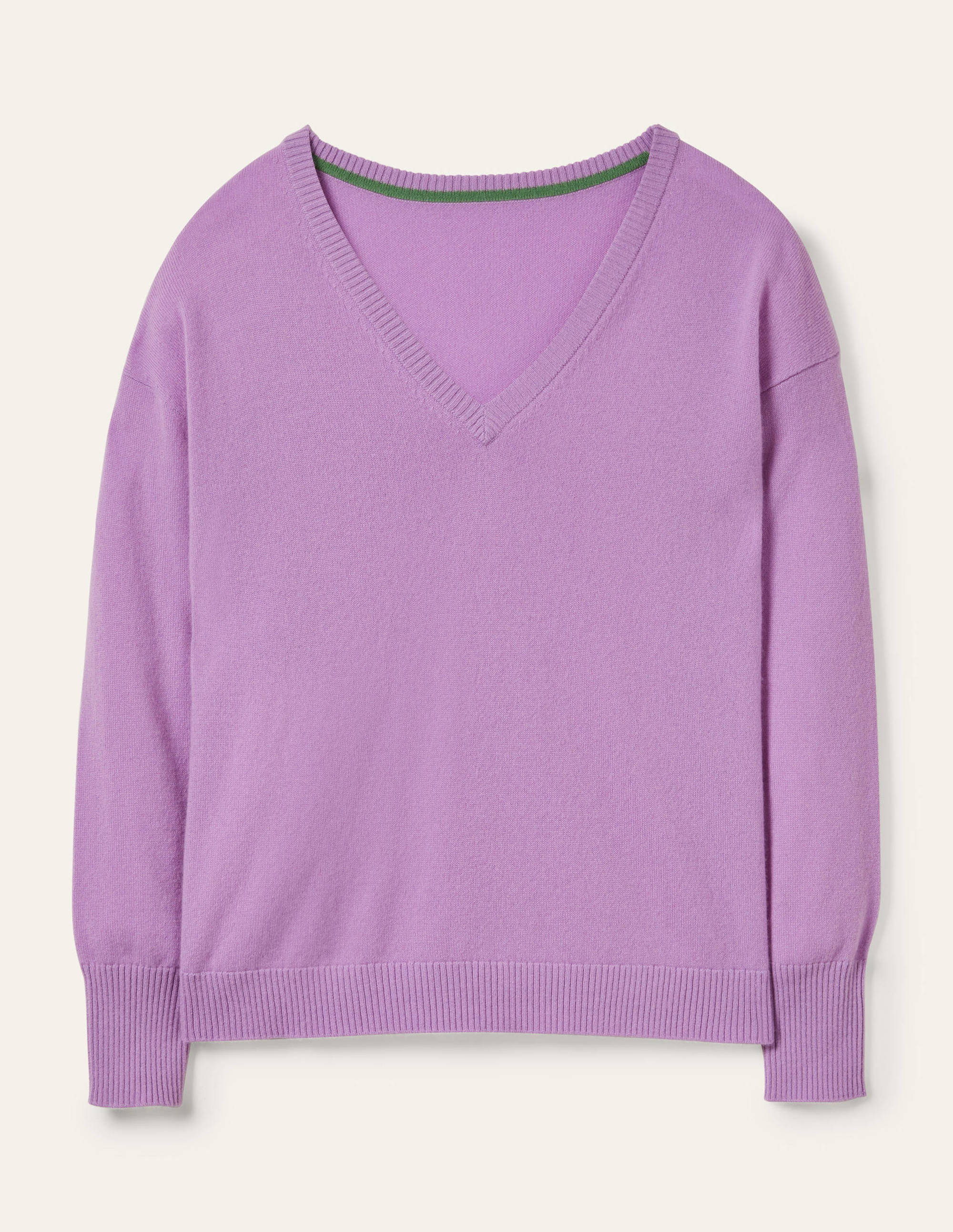 Cashmere V-neck Relaxed Jumper-African Violet - Image 6