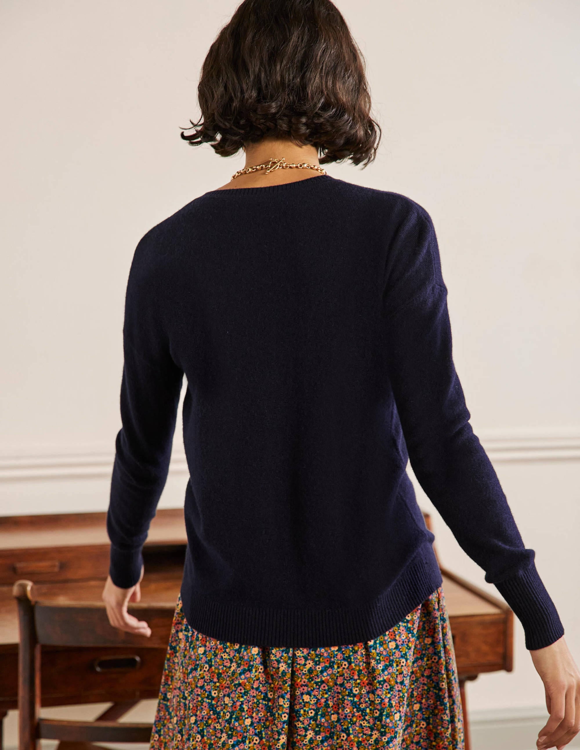 Cashmere Cardigan-Navy - Image 3