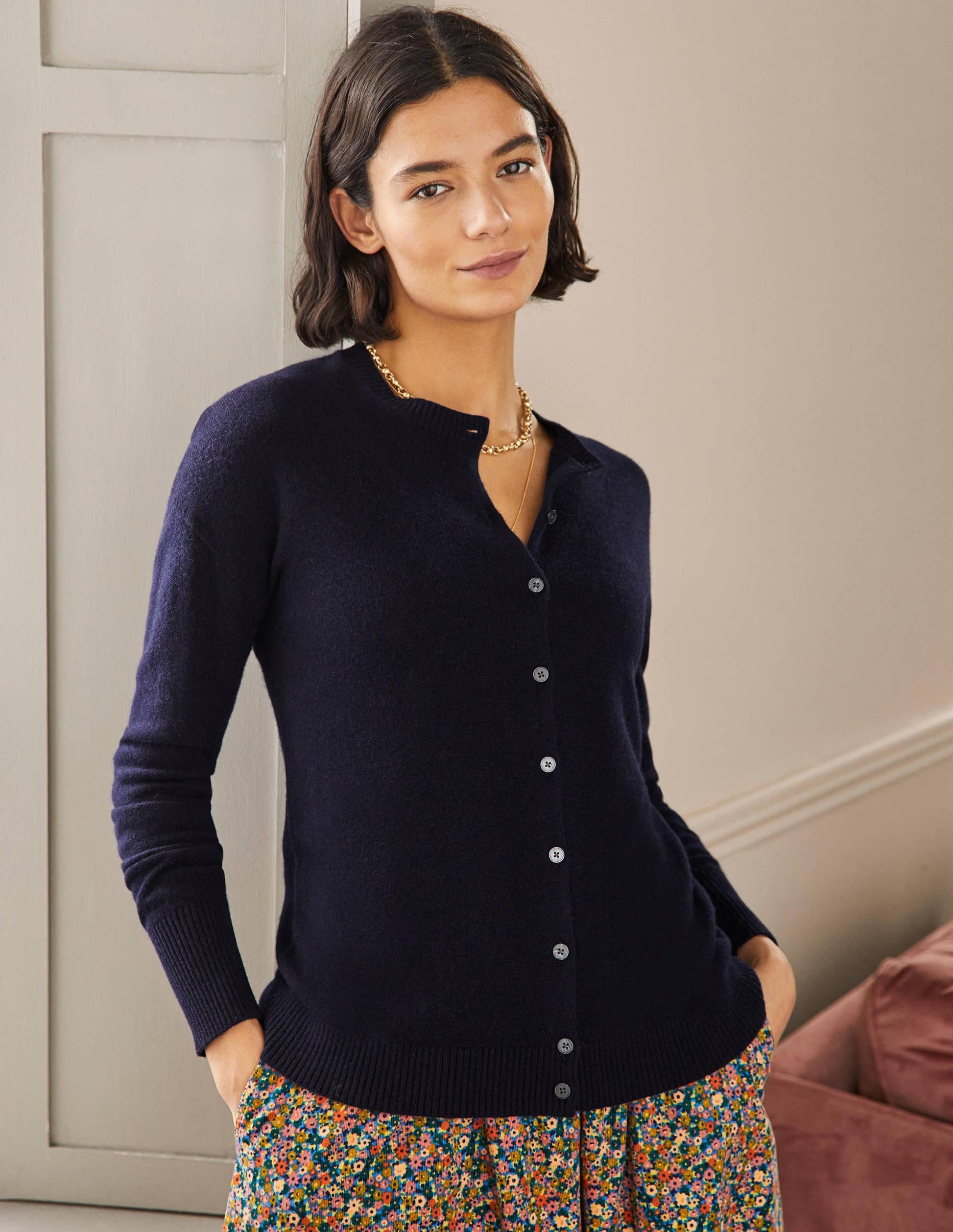 Cashmere Cardigan-Navy-4