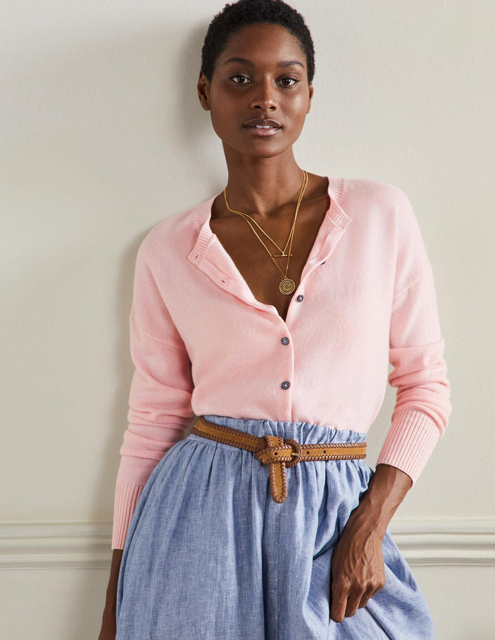Cashmere Cardigan-Pink Blush