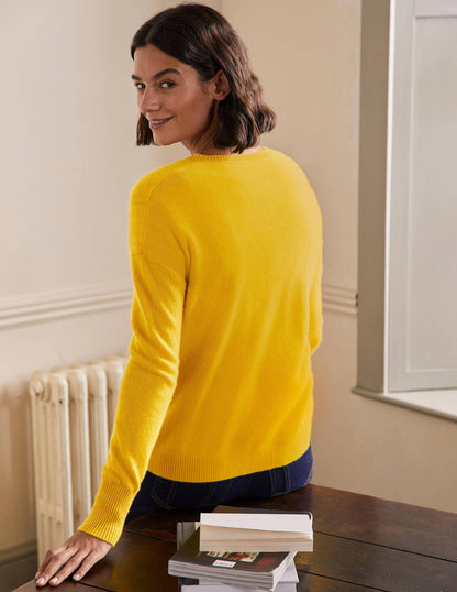 Bequemer Kaschmircardigan-Zitronengelb-3