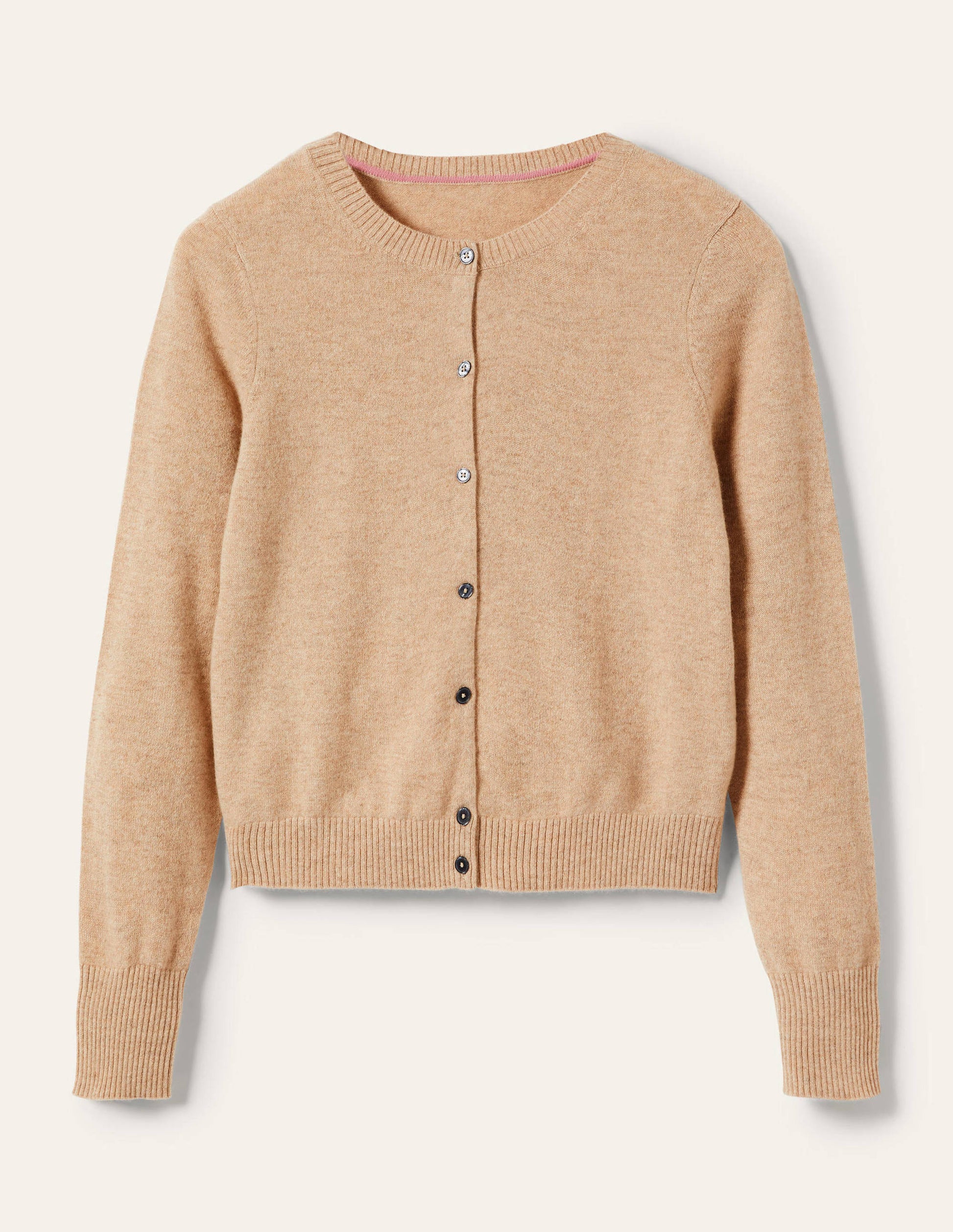 Cashmere Cropped Cardigan-Chinchilla Melange-5
