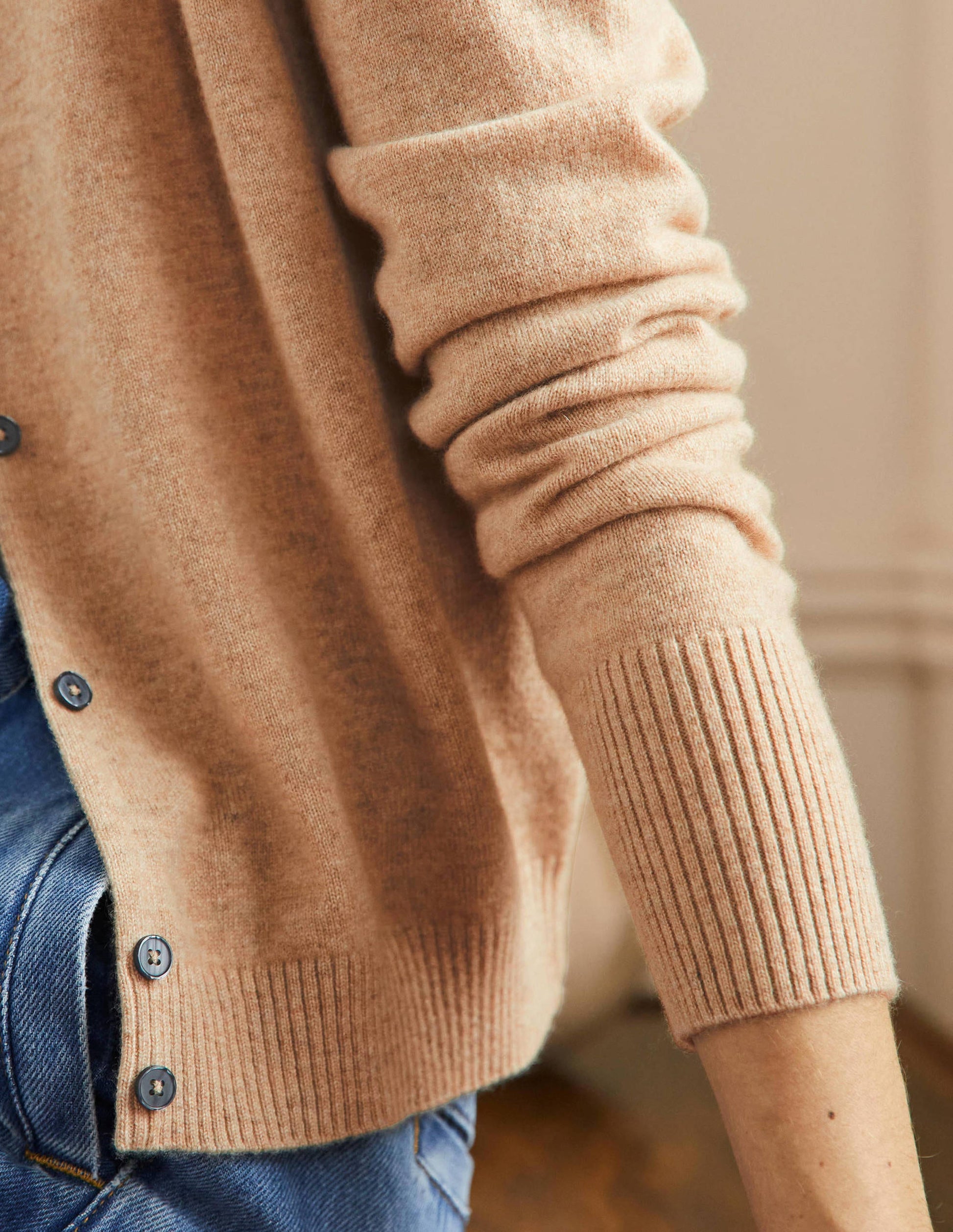 Cashmere Cropped Cardigan-Chinchilla Melange-2