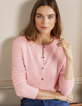 Cardigan court en cachemire-Blush rose