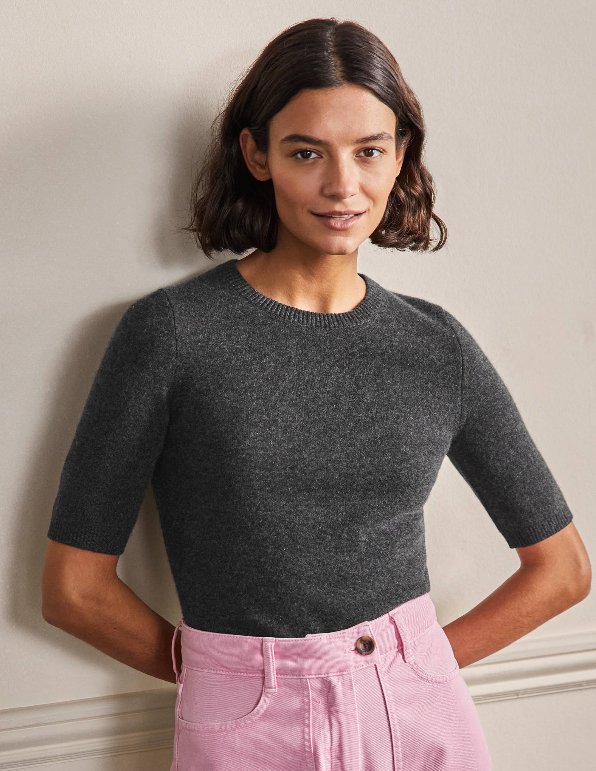 Top en maille de cachemire-Anthracite chiné - Image 1