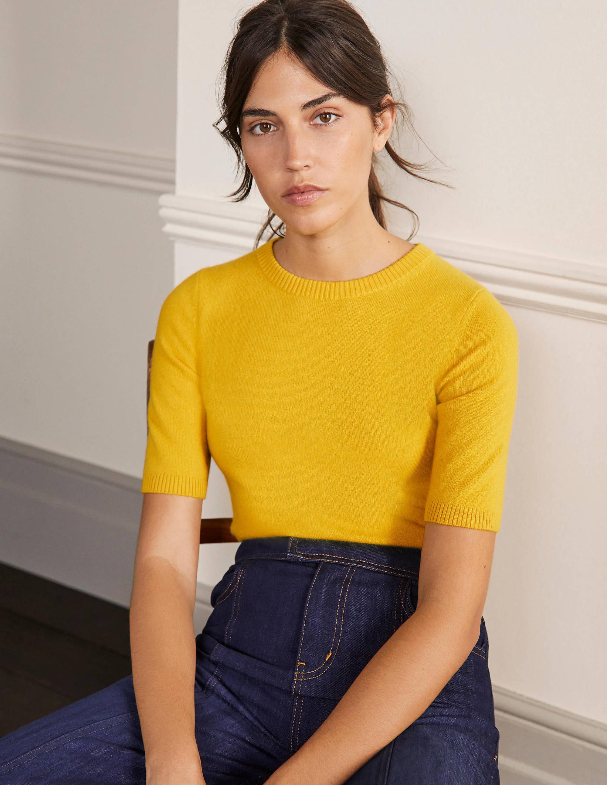 Cashmere Knitted Top-Citrine Yellow - Image 1
