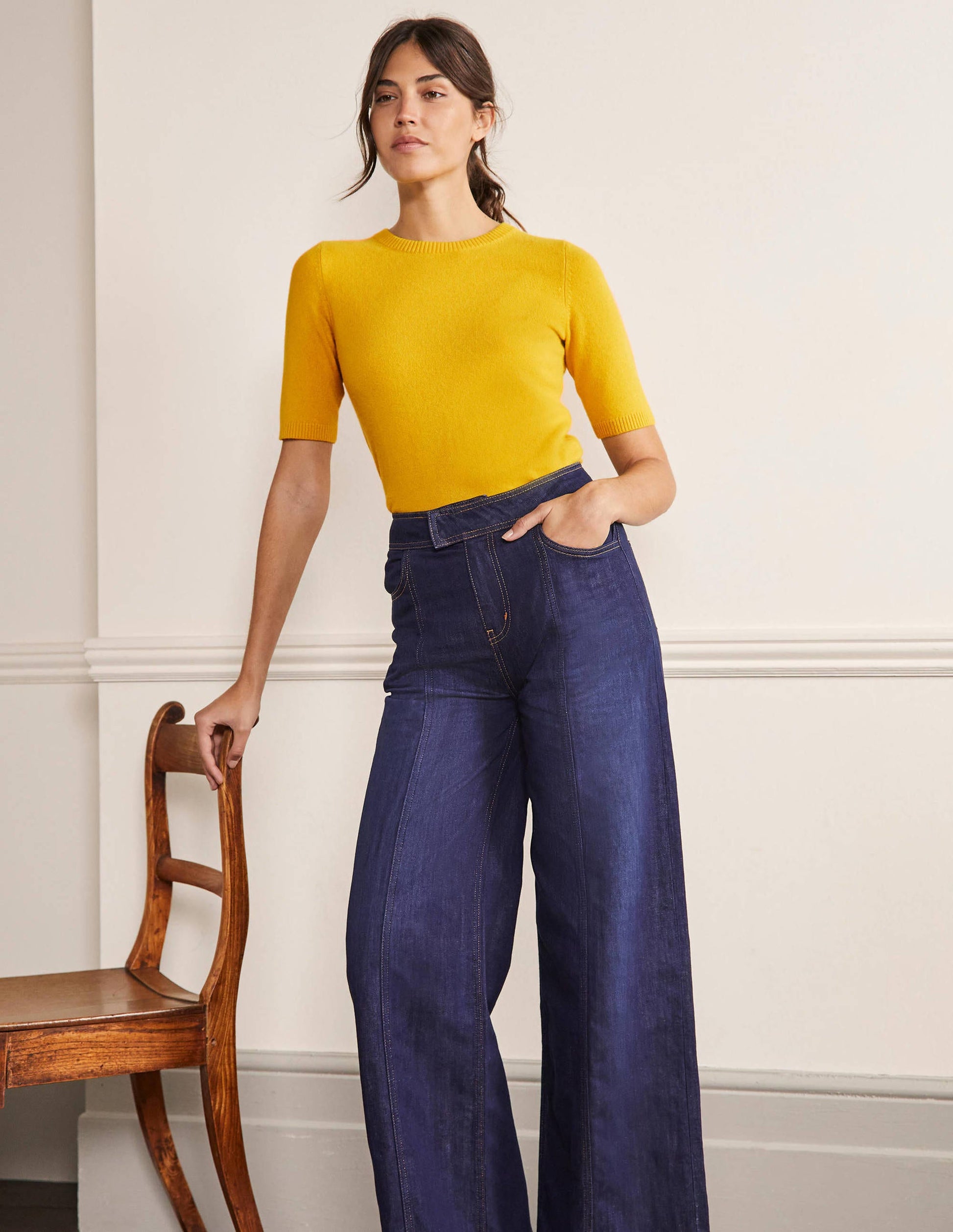 Cashmere Knitted Top-Citrine Yellow-4