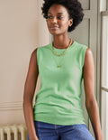 Cashmere Knitted Tank Top-Zephyr Green