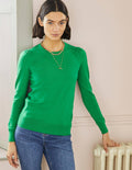 Cotton Crew Neck Jumper-Highland Green