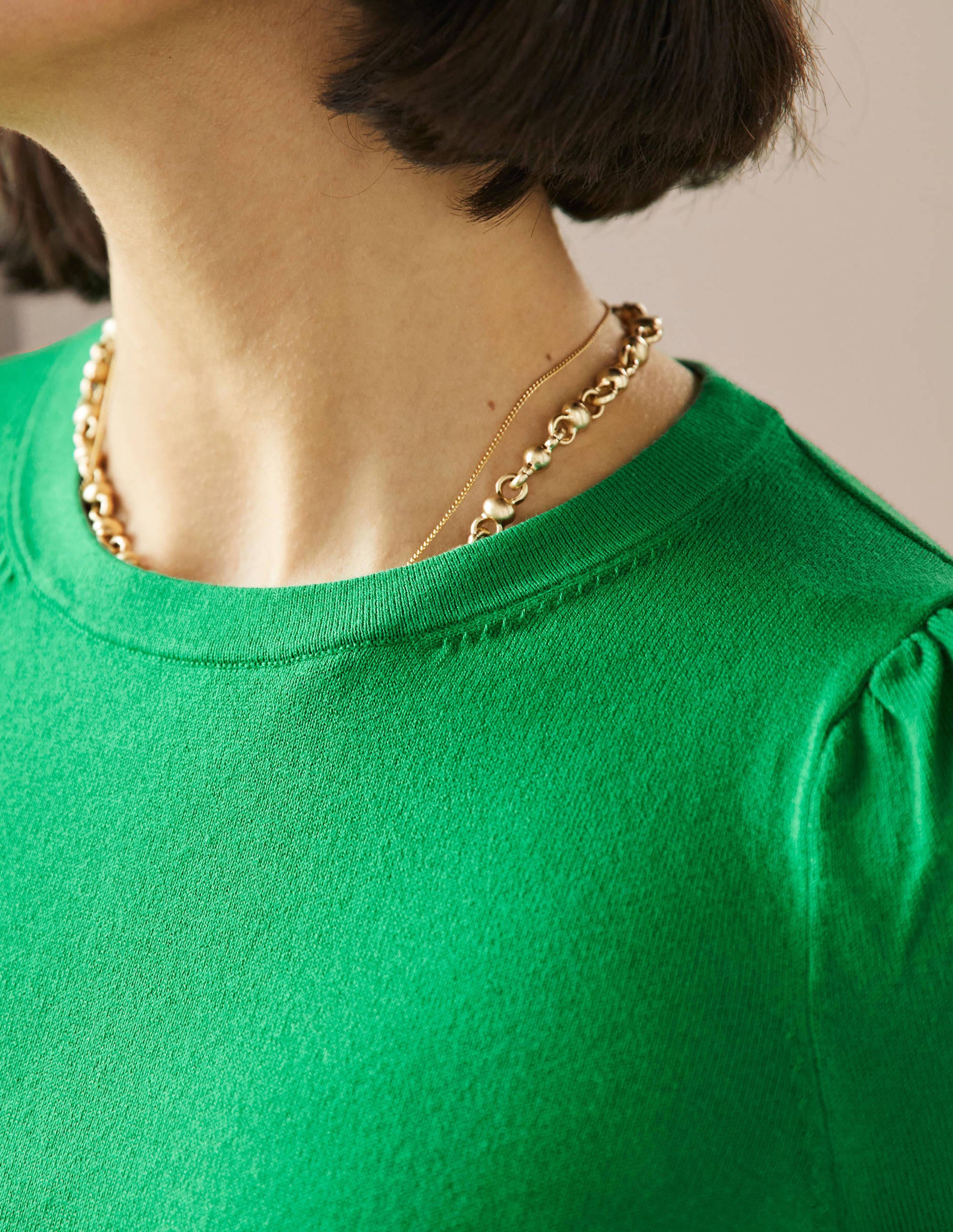 Pull col rond en coton-Vert des Highlands - Image 2