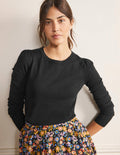 Cotton Crew Neck Jumper-Black
