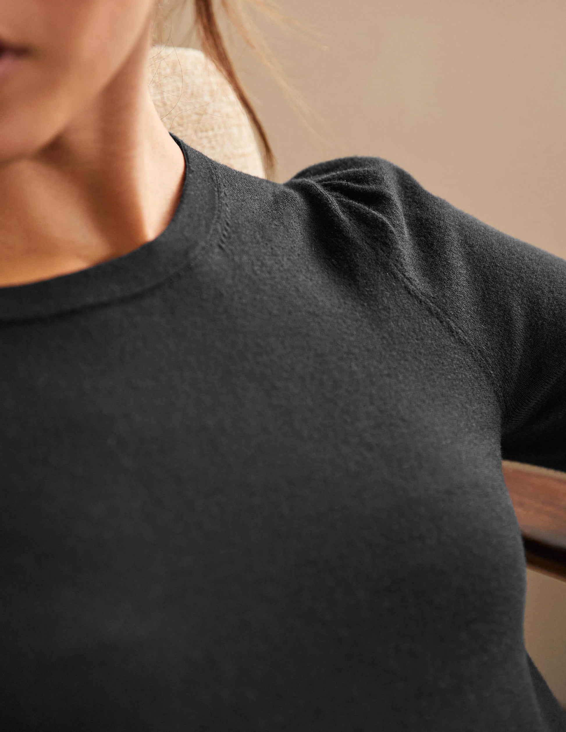 Cotton Crew Neck Jumper-Black-2
