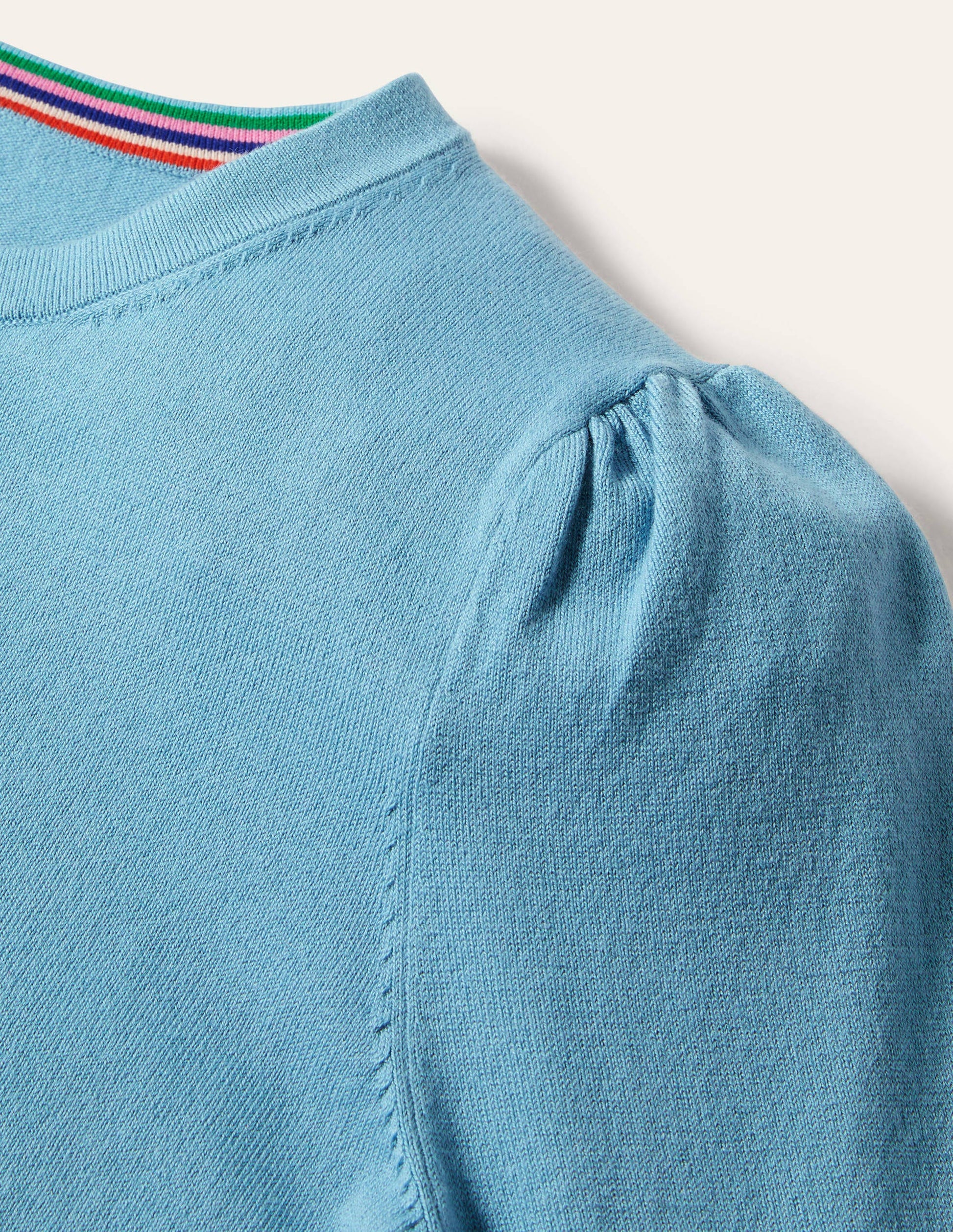 Cotton Crew Neck Jumper-Dusty Blue-6