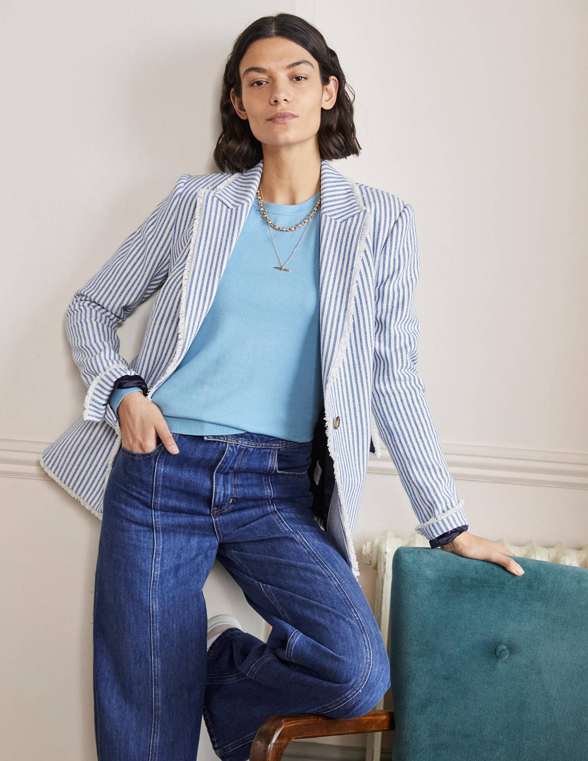Cotton Crew Neck Jumper-Dusty Blue-5