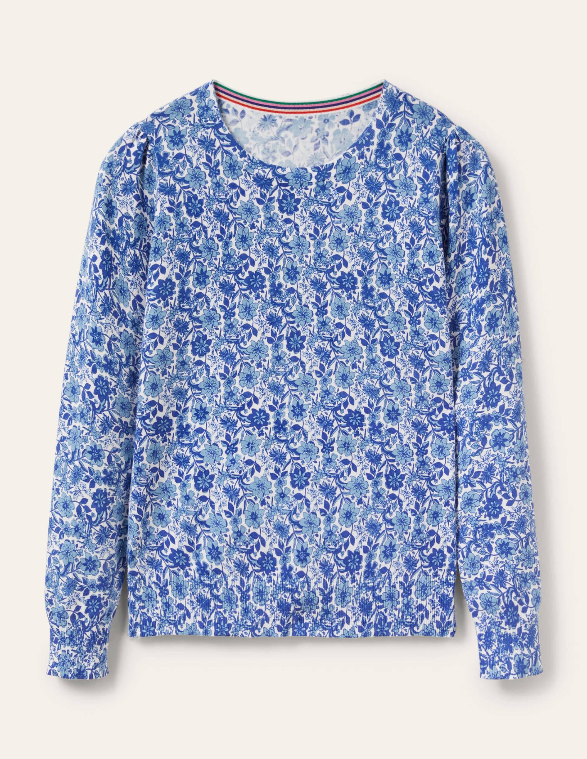 Pull col rond en coton-Ciel matinal, motif Floret Bloom - Image 6