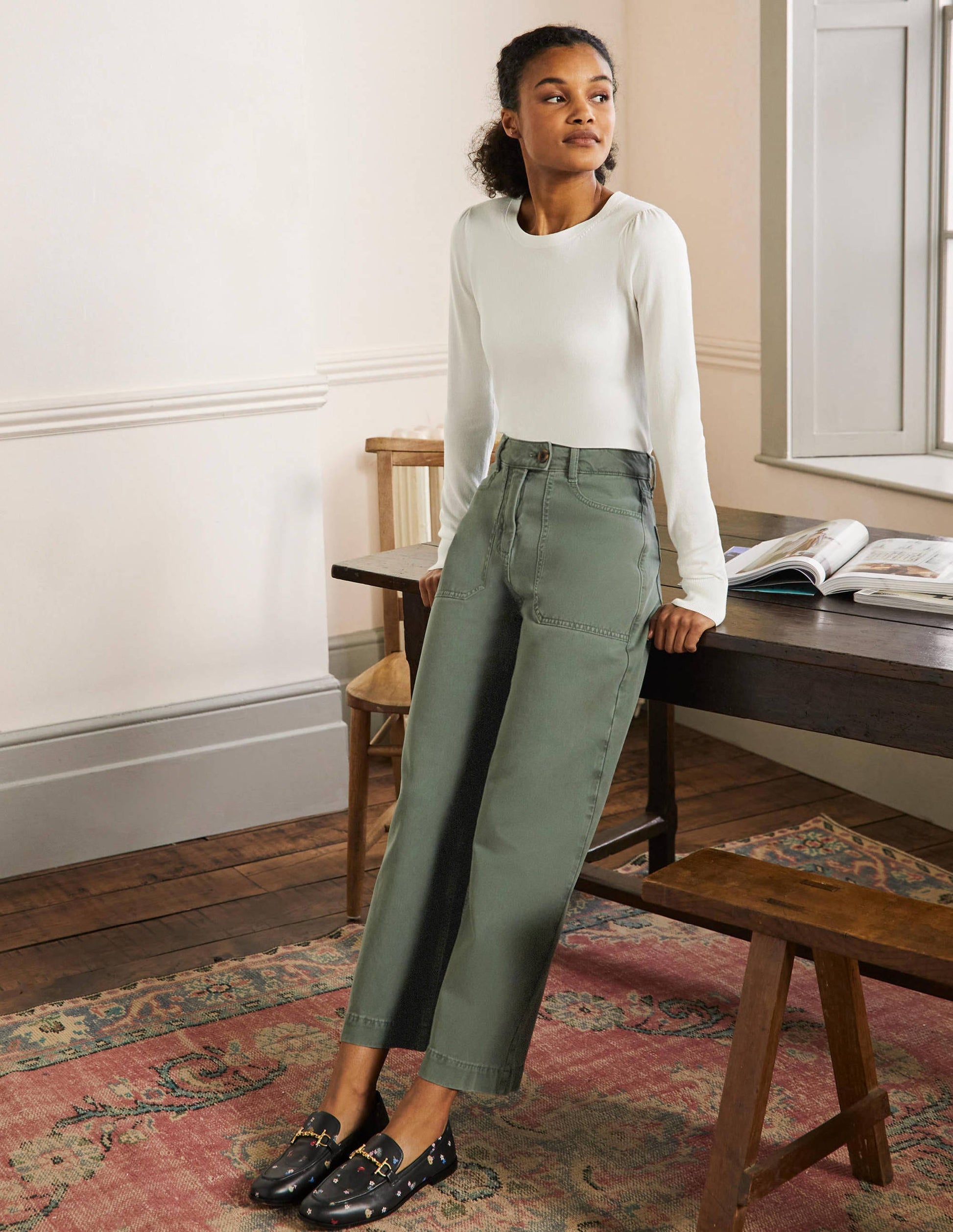Cotton Crew Neck Jumper-Ivory-4