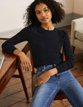 Cotton Crew Neck Jumper-Navy