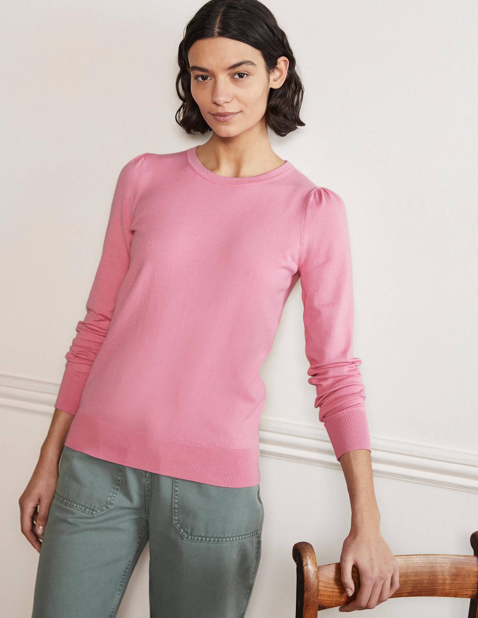 Pull col rond en coton-Rose bouquet - Image 4