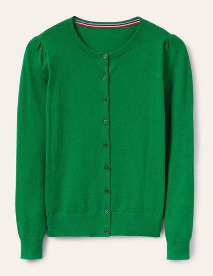 Cotton Crew Neck Cardigan-Highland Green-7