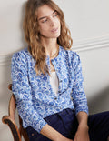 Cotton Crew Neck Cardigan-Dawn Sky, Floret Bloom