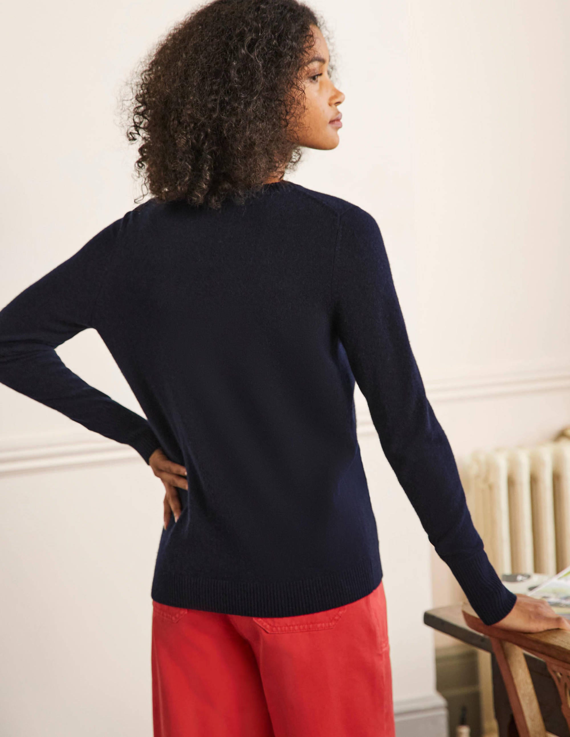 Kaschmirpullover mit Rundhalsausschnitt-Marineblau - Image 3