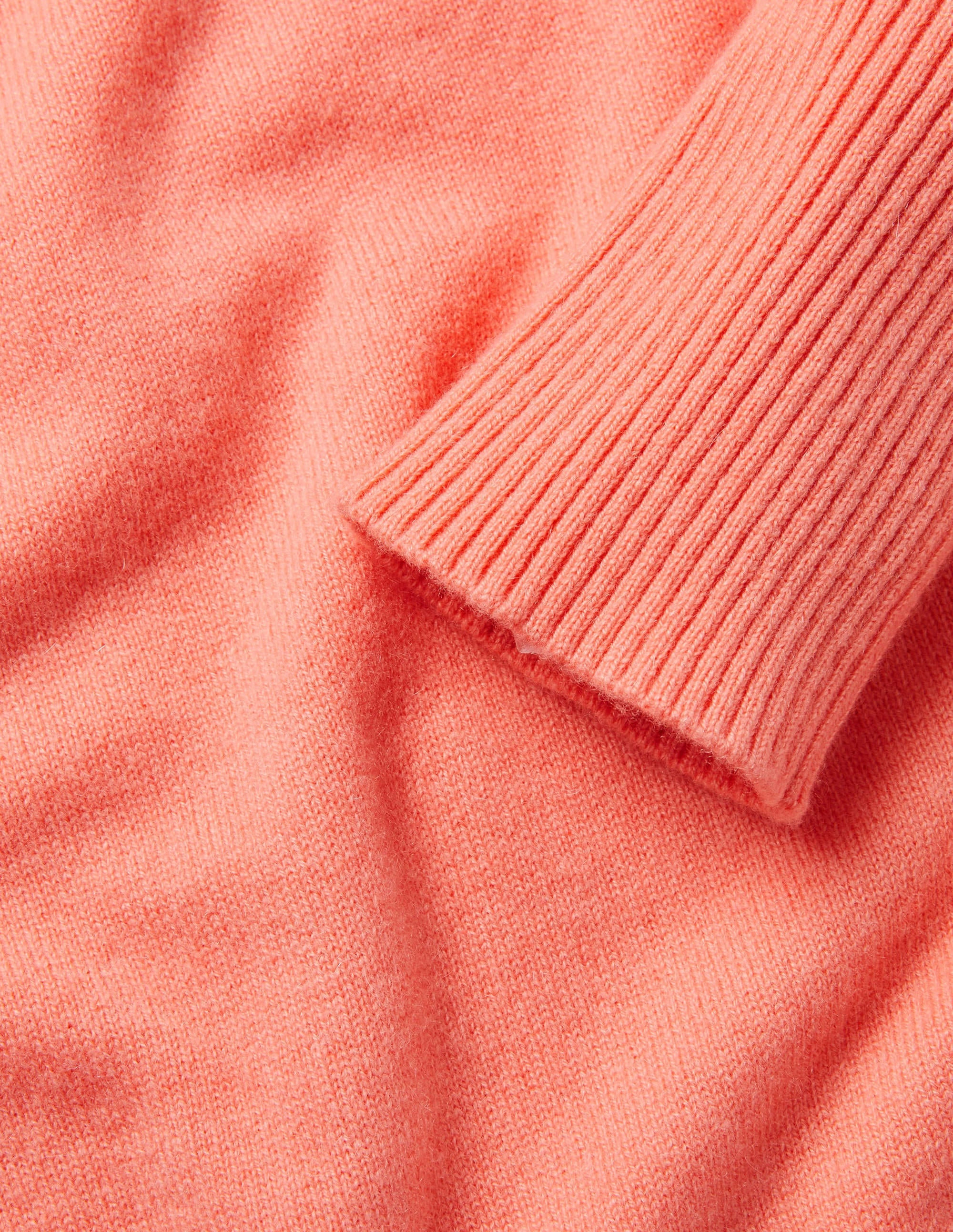Pull col rond en cachemire-Corail craie - Image 5