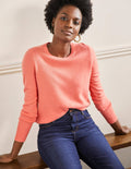Pull col rond en cachemire-Corail craie