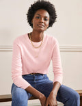 Kaschmirpullover mit Rundhalsausschnitt-Pastellrosa