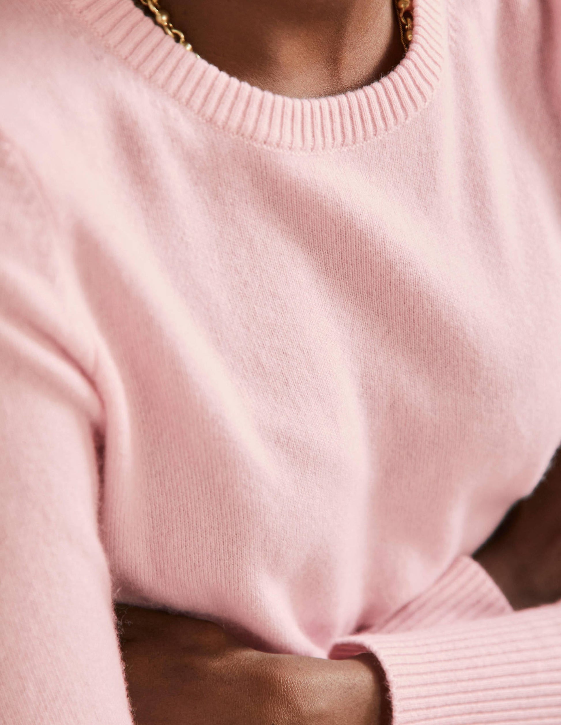 Kaschmirpullover mit Rundhalsausschnitt-Pastellrosa-2