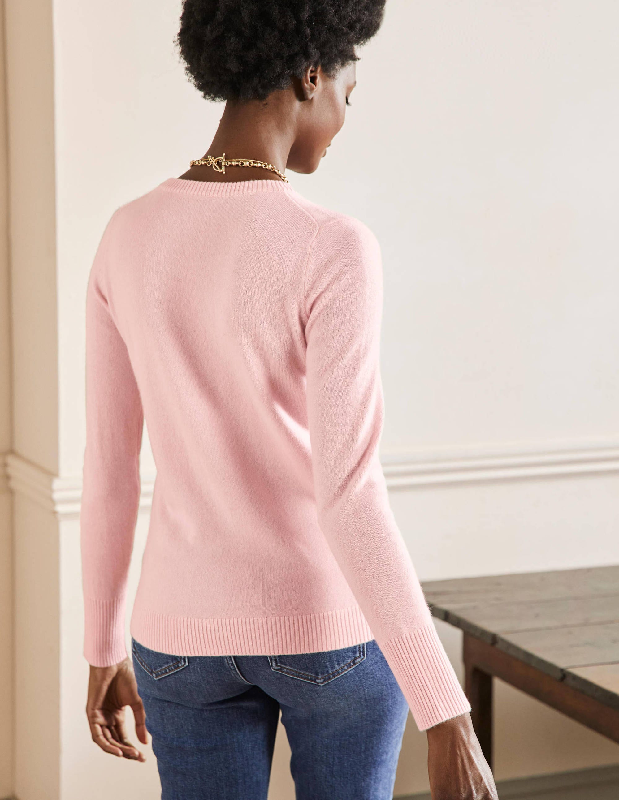 Kaschmirpullover mit Rundhalsausschnitt-Pastellrosa - Image 3
