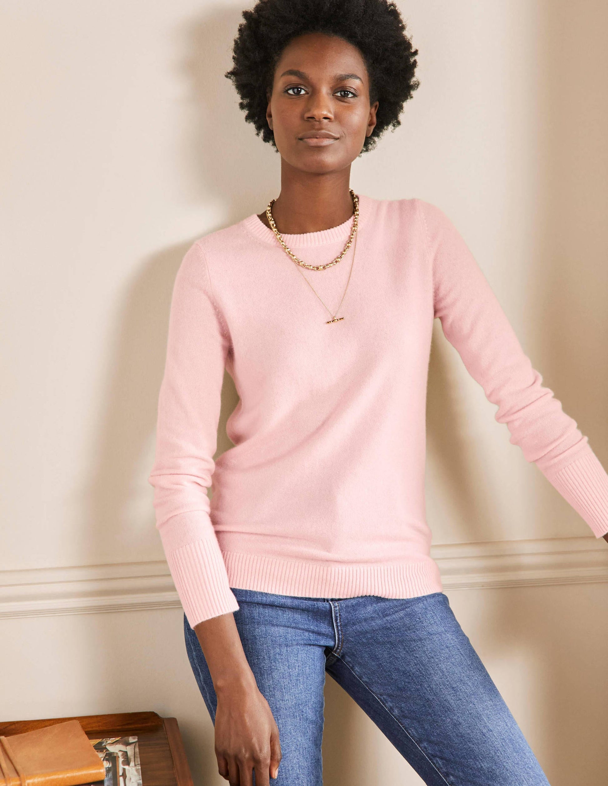 Kaschmirpullover mit Rundhalsausschnitt-Pastellrosa-4