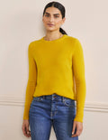 Kaschmirpullover mit Rundhalsausschnitt-Zitronengelb