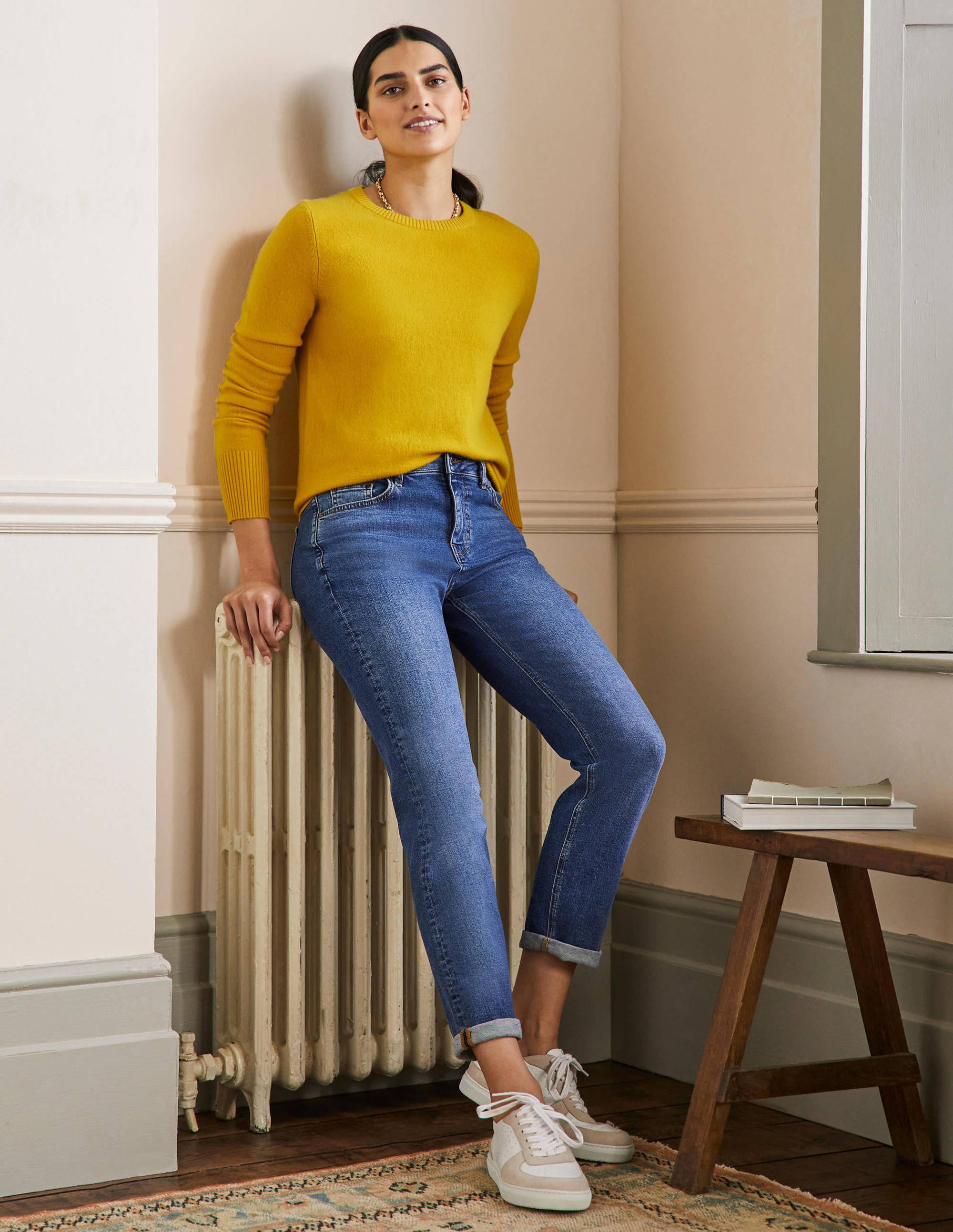 Kaschmirpullover mit Rundhalsausschnitt-Zitronengelb - Image 4