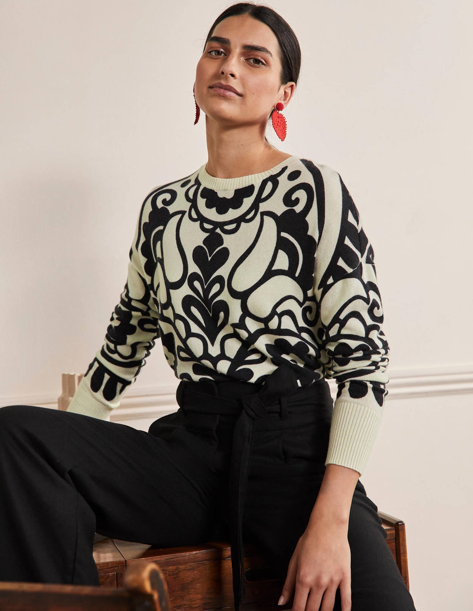 Margot Kaschmirpullover-Naturweiß, Blumenherz - Image 1