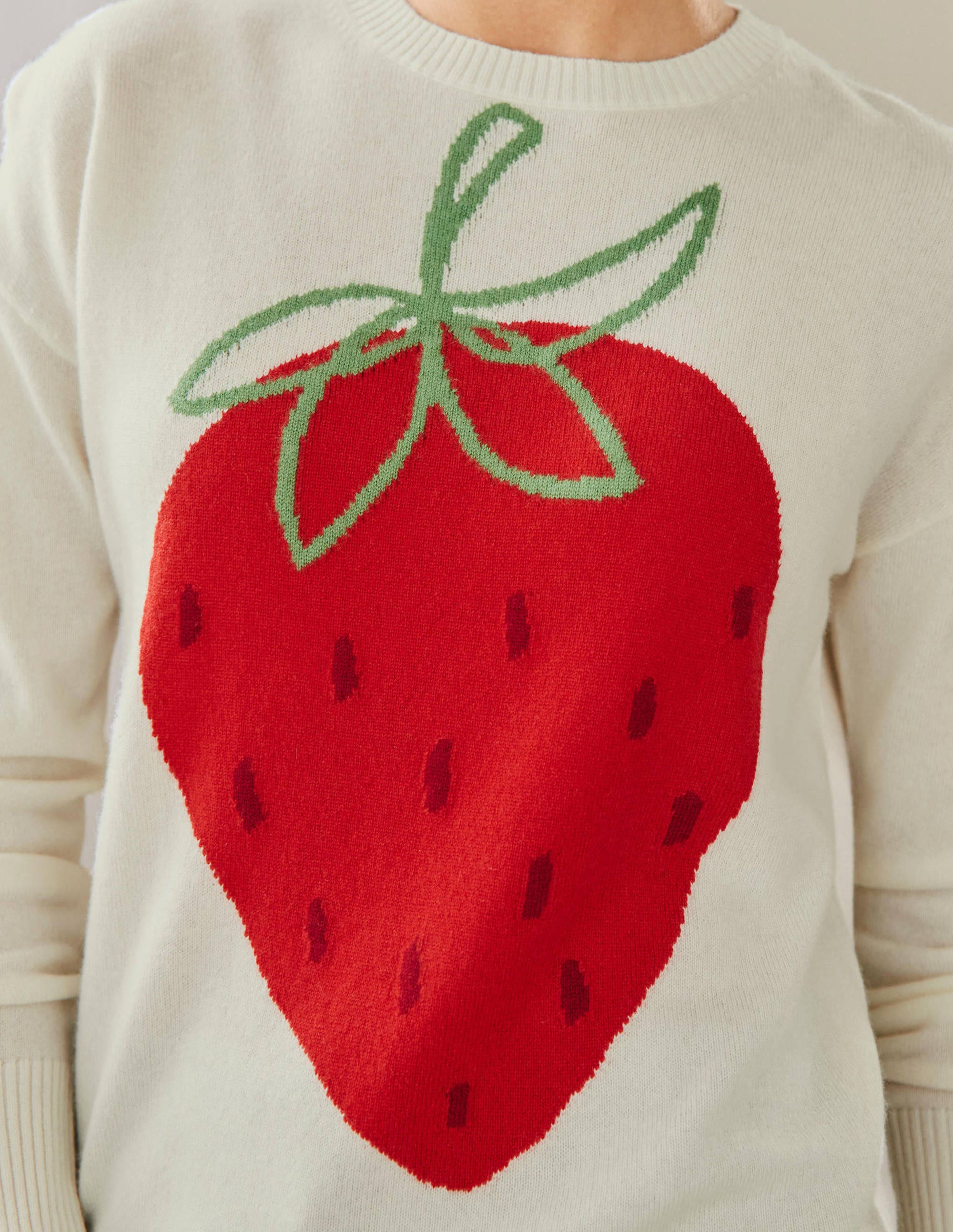 Margot Cashmere Jumper-Ivory, Strawberry - Image 2