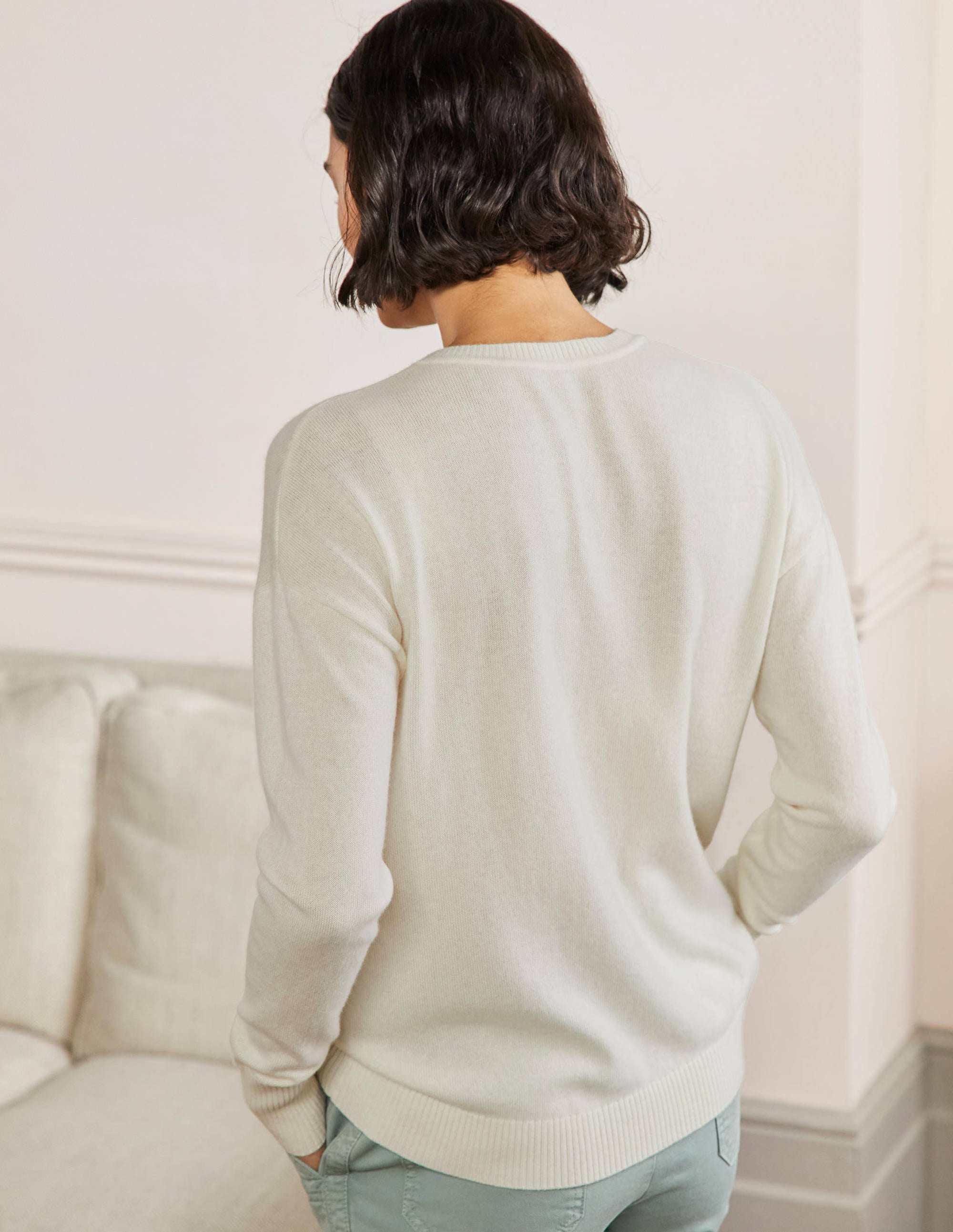 Margot Cashmere Jumper-Ivory, Strawberry - Image 3