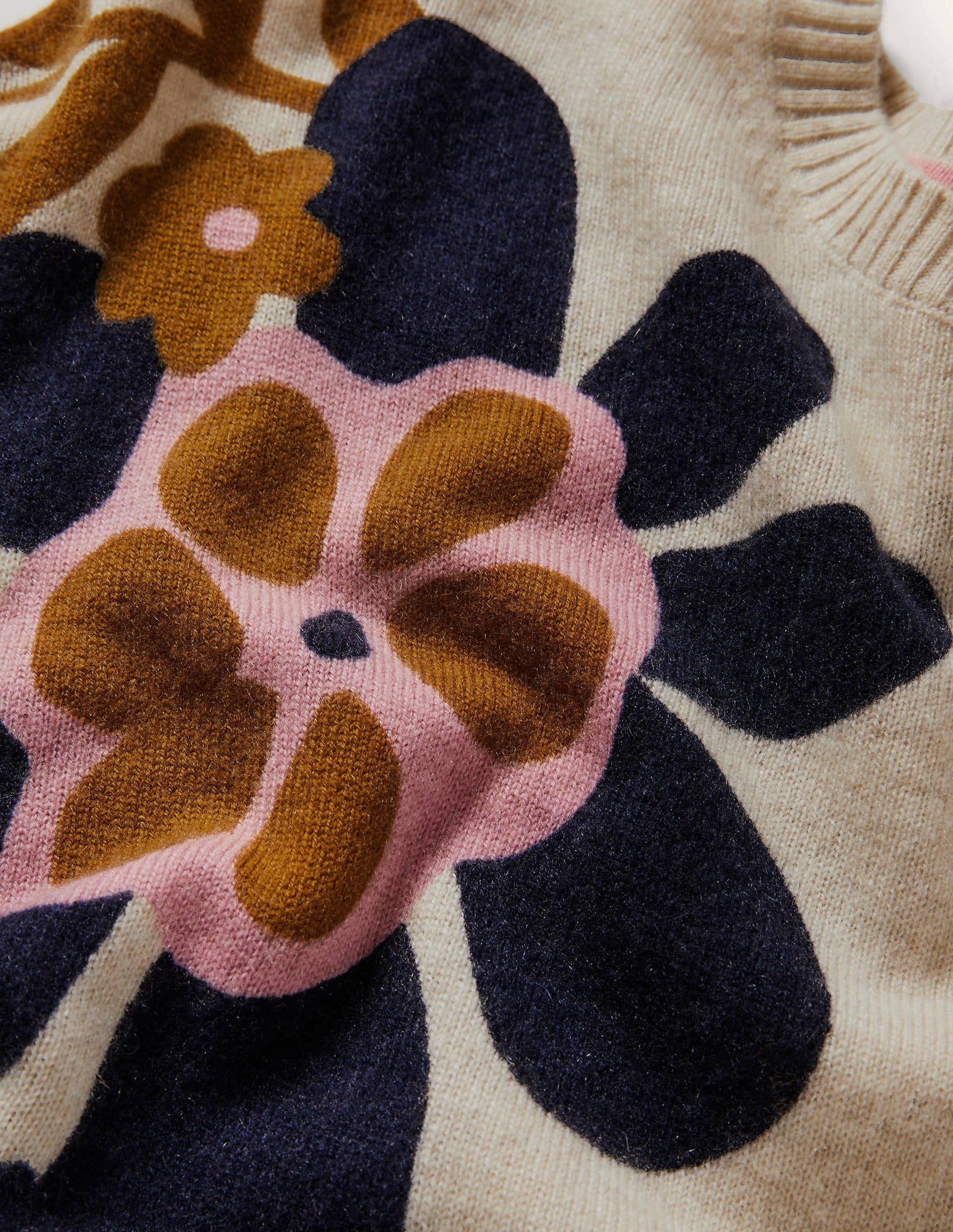 Margot Kaschmirpullover-Hellbeige Melange, Blüten-6