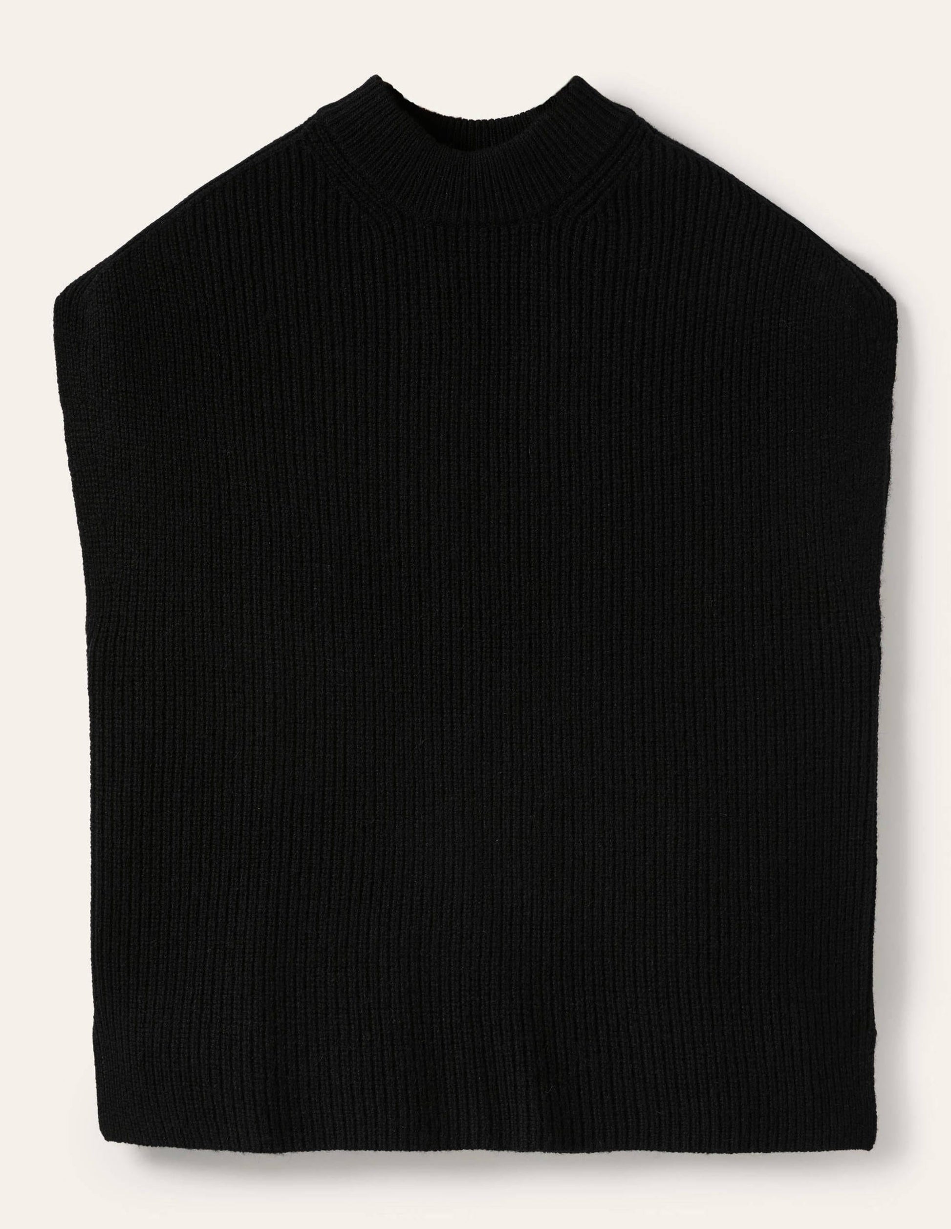 Lockerer ärmelloser Pullover mit Rippstrick-Schwarz-5